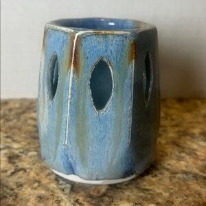 Vintage Art Pottery cutout candle holder artist Phil Mayhew Tennessee